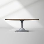 Aero Oval Solid Wood Dining Table Tulip Round Dining Table with Cast Steel Base - Image 23