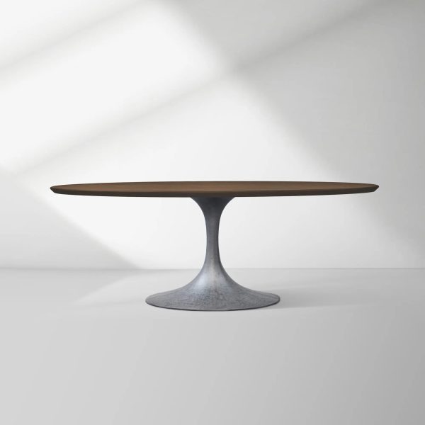 Aero Oval Solid Wood Dining Table Tulip Round Dining Table with Cast Steel Base - Image 23
