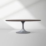 Aero Oval Solid Wood Dining Table Tulip Round Dining Table with Cast Steel Base - Image 22
