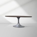 Aero Oval Solid Wood Dining Table Tulip Round Dining Table with Cast Steel Base - Image 20