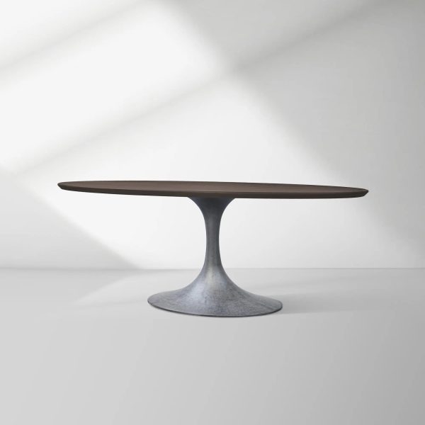 Aero Oval Solid Wood Dining Table Tulip Round Dining Table with Cast Steel Base - Image 20