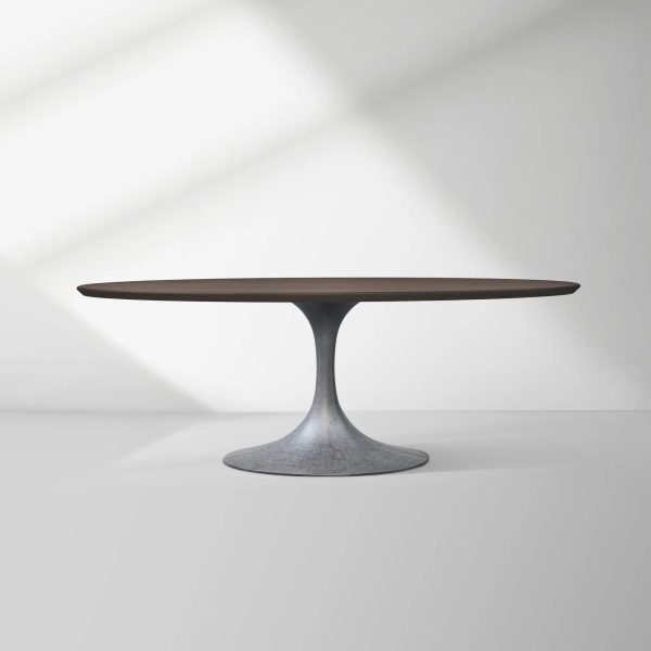 Aero Oval Solid Wood Dining Table Tulip Round Dining Table with Cast Steel Base - Image 22