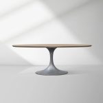 Aero Oval Solid Wood Dining Table Tulip Round Dining Table with Cast Steel Base - Image 28