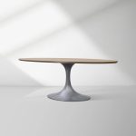 Aero Oval Solid Wood Dining Table Tulip Round Dining Table with Cast Steel Base - Image 19
