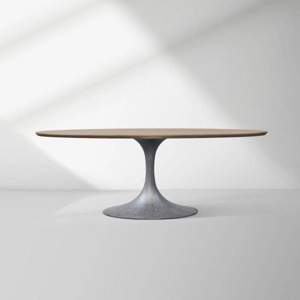 Aero Oval Solid Wood Dining Table Tulip Round Dining Table with Cast Steel Base - Image 28