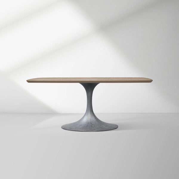 Aero Saint Germain Solid Oak Top Dining Table Tulip Rectangular Dining Table with Launette Base - Image 36