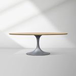 Aero Oval Solid Wood Dining Table Tulip Round Dining Table with Cast Steel Base - Image 26
