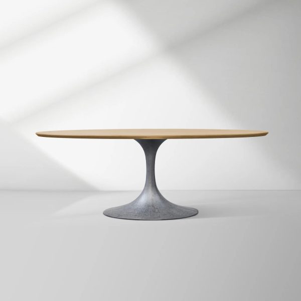 Aero Oval Solid Wood Dining Table Tulip Round Dining Table with Cast Steel Base - Image 26