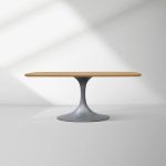 Aero Saint Germain Solid Oak Top Dining Table Tulip Rectangular Dining Table with Launette Base - Image 34