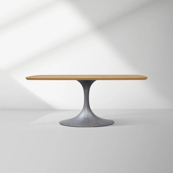 Aero Saint Germain Solid Oak Top Dining Table Tulip Rectangular Dining Table with Launette Base - Image 34