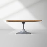 Aero Oval Solid Wood Dining Table Tulip Round Dining Table with Cast Steel Base - Image 25