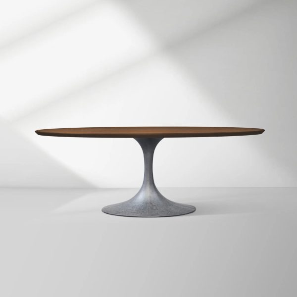 Aero Oval Solid Wood Dining Table Tulip Round Dining Table with Cast Steel Base - Image 24