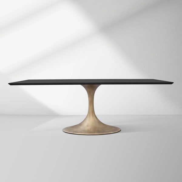 Aero Solid Wood Top Dining Table Tulip Rectangular Dining Table with Cast Steel Pedestal Base - Image 5