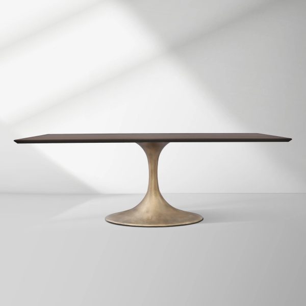 Aero Solid Wood Top Dining Table Tulip Rectangular Dining Table with Cast Steel Pedestal Base - Image 10