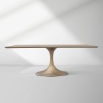 Aero Solid Wood Top Dining Table Tulip Rectangular Dining Table with Cast Steel Pedestal Base - Image 42