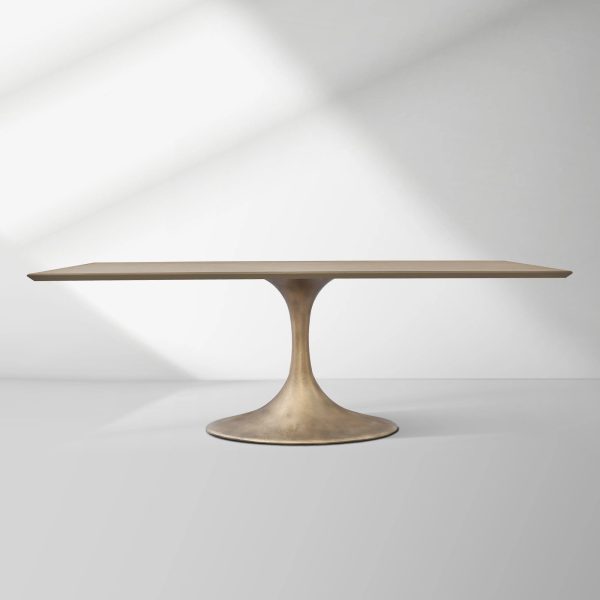 Aero Solid Wood Top Dining Table Tulip Rectangular Dining Table with Cast Steel Pedestal Base - Image 42