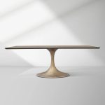 Aero Solid Wood Top Dining Table Tulip Rectangular Dining Table with Cast Steel Pedestal Base - Image 37