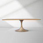 Aero Solid Wood Top Dining Table Tulip Rectangular Dining Table with Cast Steel Pedestal Base - Image 32