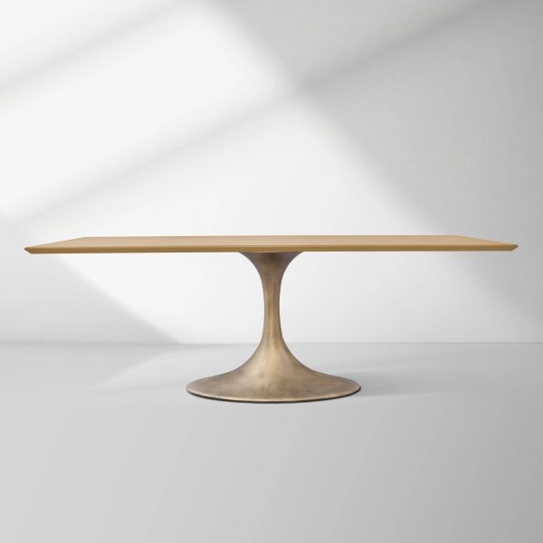 Aero Solid Wood Top Dining Table Tulip Rectangular Dining Table with Cast Steel Pedestal Base - Image 32