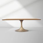 Aero Solid Wood Top Dining Table Tulip Rectangular Dining Table with Cast Steel Pedestal Base - Image 27