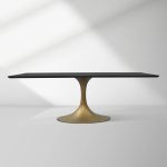 Aero Solid Wood Top Dining Table Tulip Rectangular Dining Table with Cast Steel Pedestal Base