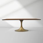 Aero Solid Wood Top Dining Table Tulip Rectangular Dining Table with Cast Steel Pedestal Base - Image 18