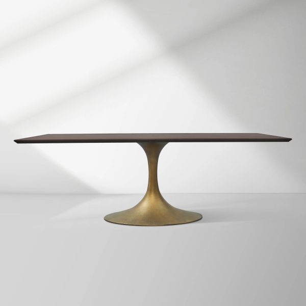Aero Solid Wood Top Dining Table Tulip Rectangular Dining Table with Cast Steel Pedestal Base - Image 7