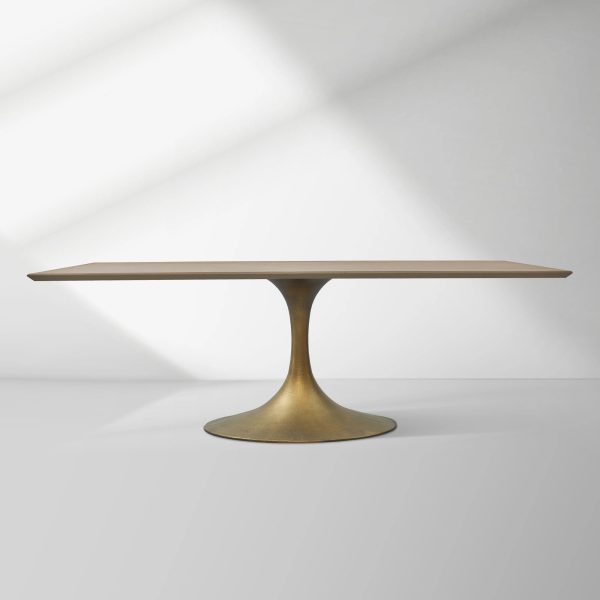 Aero Solid Wood Top Dining Table Tulip Rectangular Dining Table with Cast Steel Pedestal Base - Image 39