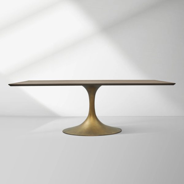 Aero Solid Wood Top Dining Table Tulip Rectangular Dining Table with Cast Steel Pedestal Base - Image 34