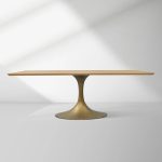 Aero Solid Wood Top Dining Table Tulip Rectangular Dining Table with Cast Steel Pedestal Base - Image 28