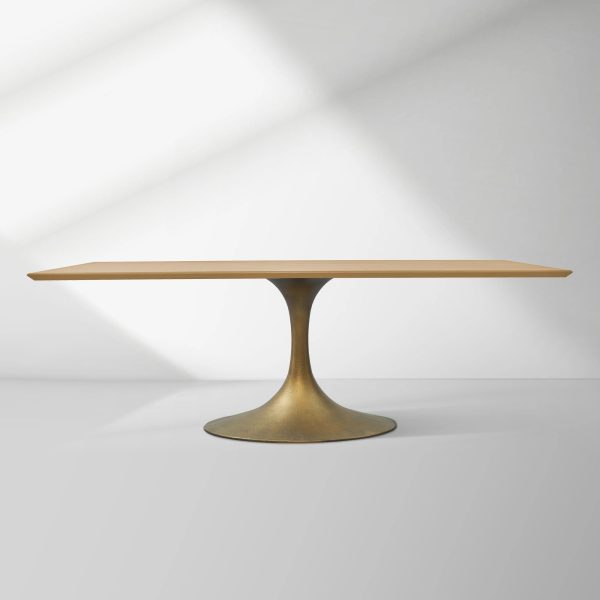 Aero Solid Wood Top Dining Table Tulip Rectangular Dining Table with Cast Steel Pedestal Base - Image 28