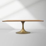 Aero Solid Wood Top Dining Table Tulip Rectangular Dining Table with Cast Steel Pedestal Base - Image 24