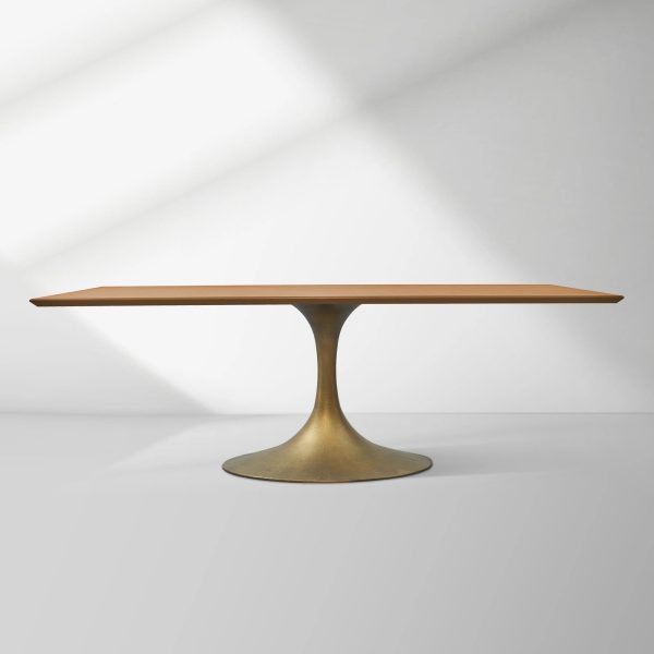 Aero Solid Wood Top Dining Table Tulip Rectangular Dining Table with Cast Steel Pedestal Base - Image 24