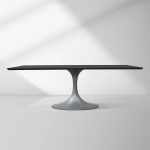 Aero Solid Wood Top Dining Table Tulip Rectangular Dining Table with Cast Steel Pedestal Base - Image 3