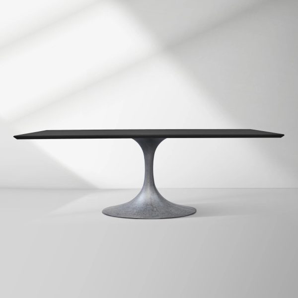 Aero Solid Wood Top Dining Table Tulip Rectangular Dining Table with Cast Steel Pedestal Base - Image 3