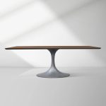 Aero Solid Wood Top Dining Table Tulip Rectangular Dining Table with Cast Steel Pedestal Base - Image 14