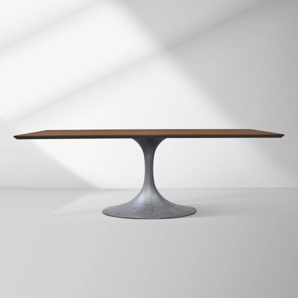 Aero Solid Wood Top Dining Table Tulip Rectangular Dining Table with Cast Steel Pedestal Base - Image 14