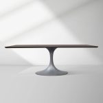 Aero Solid Wood Top Dining Table Tulip Rectangular Dining Table with Cast Steel Pedestal Base - Image 8