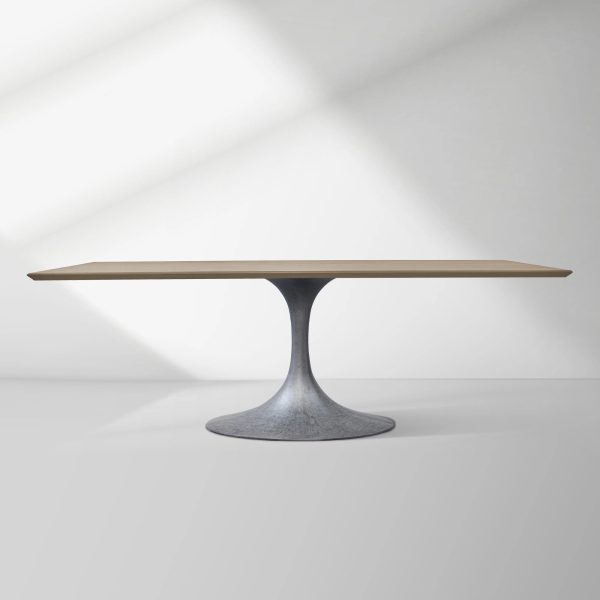 Aero Solid Wood Top Dining Table Tulip Rectangular Dining Table with Cast Steel Pedestal Base - Image 41