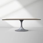 Aero Solid Wood Top Dining Table Tulip Rectangular Dining Table with Cast Steel Pedestal Base - Image 36