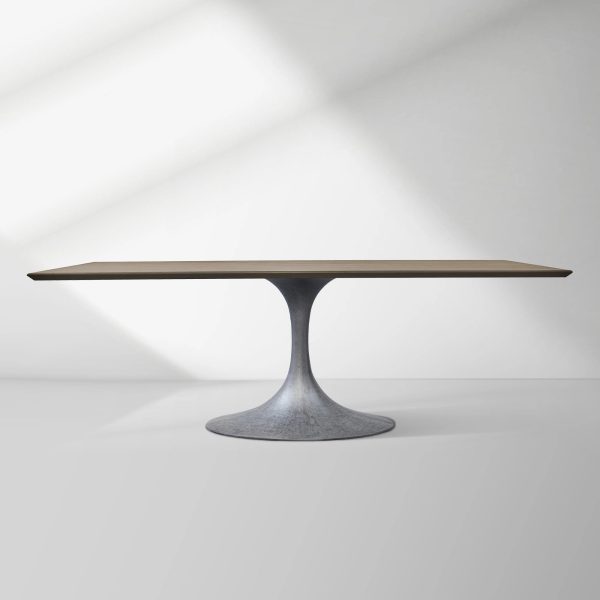 Aero Solid Wood Top Dining Table Tulip Rectangular Dining Table with Cast Steel Pedestal Base - Image 36