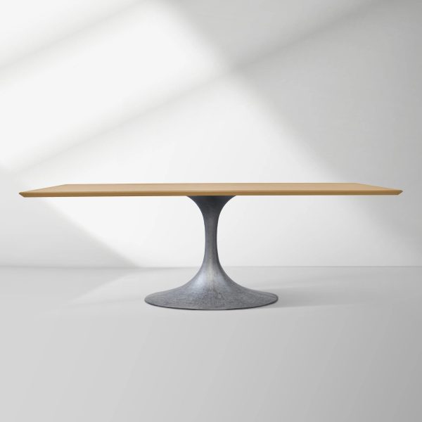 Aero Solid Wood Top Dining Table Tulip Rectangular Dining Table with Cast Steel Pedestal Base - Image 30