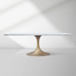 Aero Marble Stone Top Dining Table Tulip Rectangular Dining Table with Cast Steel Pedestal Base