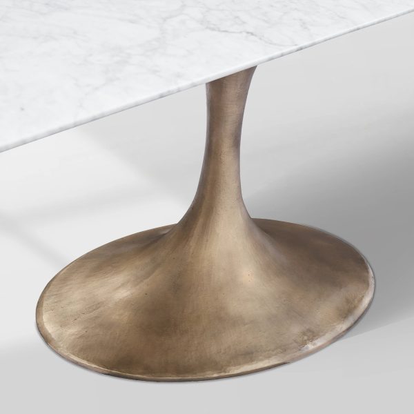 Aero Marble Stone Top Dining Table Tulip Rectangular Dining Table with Cast Steel Pedestal Base - Image 3