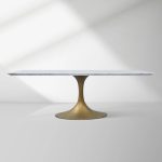 Aero Marble Stone Top Dining Table Tulip Rectangular Dining Table with Cast Steel Pedestal Base - Image 4