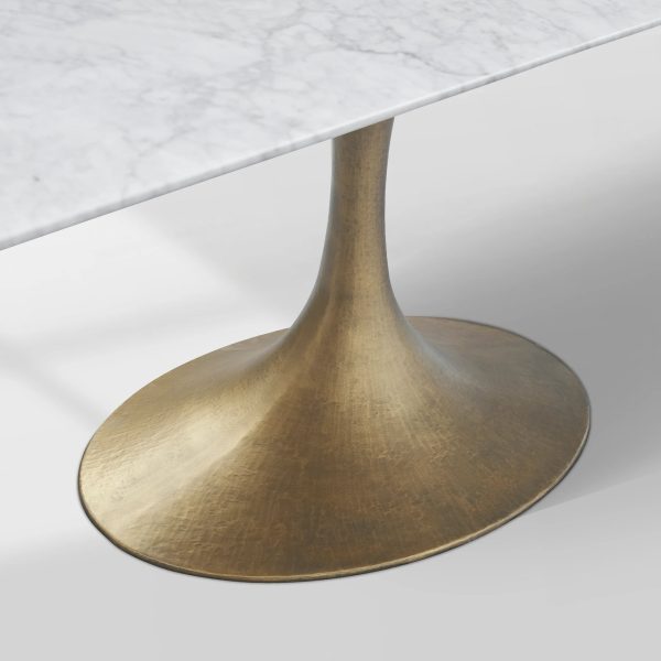 Aero Marble Stone Top Dining Table Tulip Rectangular Dining Table with Cast Steel Pedestal Base - Image 6