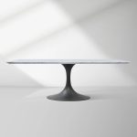 Aero Marble Stone Top Dining Table Tulip Rectangular Dining Table with Cast Steel Pedestal Base - Image 7