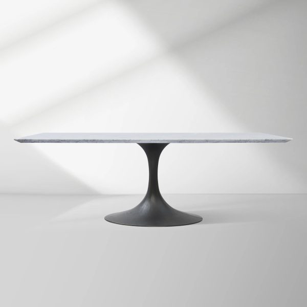 Aero Marble Stone Top Dining Table Tulip Rectangular Dining Table with Cast Steel Pedestal Base - Image 7
