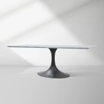 Aero Marble Stone Top Dining Table Tulip Rectangular Dining Table with Cast Steel Pedestal Base - Image 8