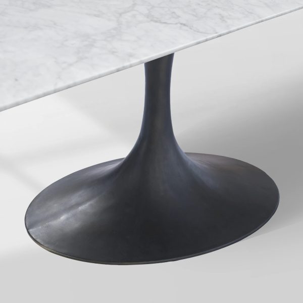 Aero Marble Stone Top Dining Table Tulip Rectangular Dining Table with Cast Steel Pedestal Base - Image 9